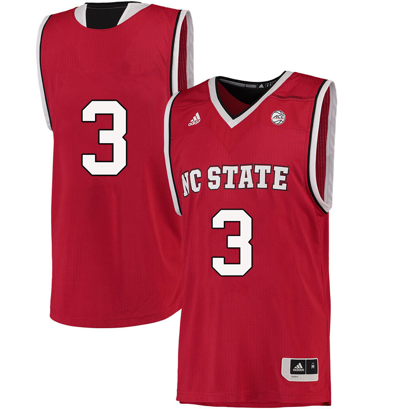 Men #3 Lavar Batts Jr. NC State Wolfpack College Basketball Jerseys-Red - Click Image to Close